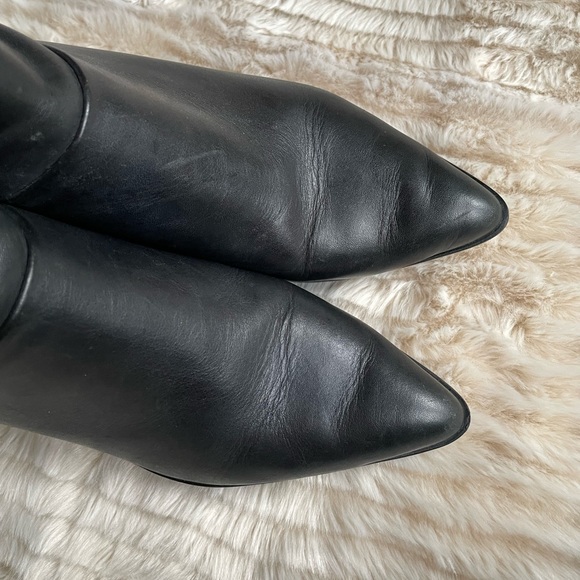 TopShop Leather Booties Size 7.5 Stacked Heel 90s Pointed Toe - Picture 4 of 5